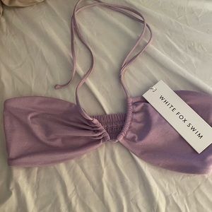 SOLD 💕💕White fox purple sparkle bikini top